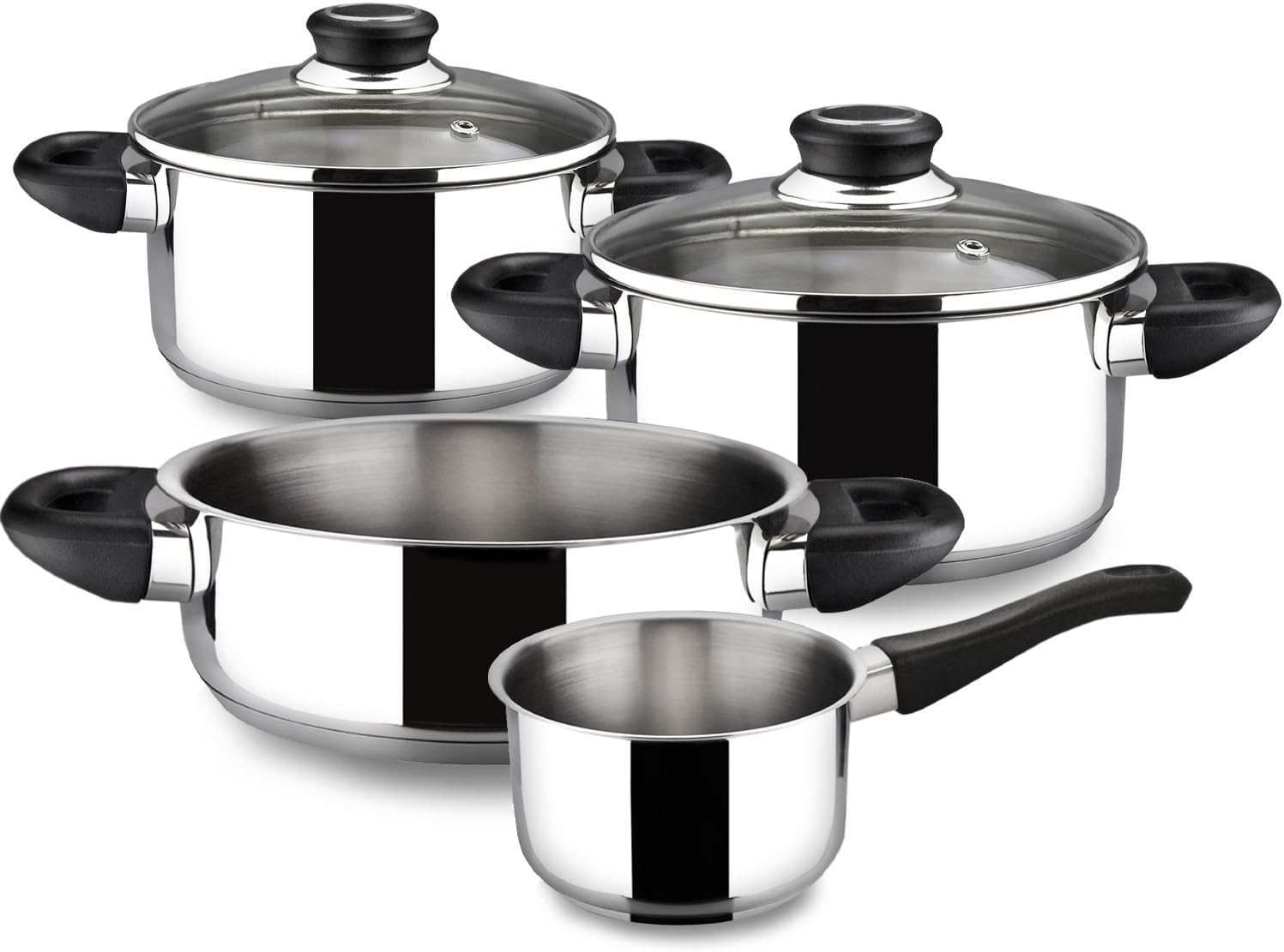 MAGEFESA Royal 6-Piece Cookware Set. Includes Stockpot. Deep saut¨¦. Saucepan. Stainless Steel. Compatible with All Types of Stovetops including Induction. Easy Cleaning and Dishwasher safe